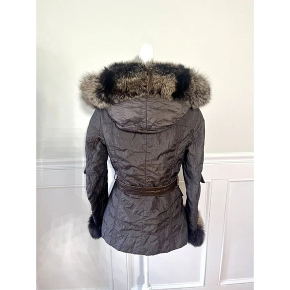 Intuition Paris Fox Fur Trimmed Luxe Belted Parka Jacket 38 6 - Picture 4 of 7